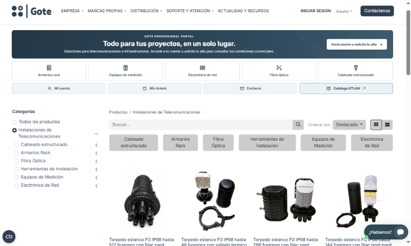 Vista del Portal Profesional GOTE