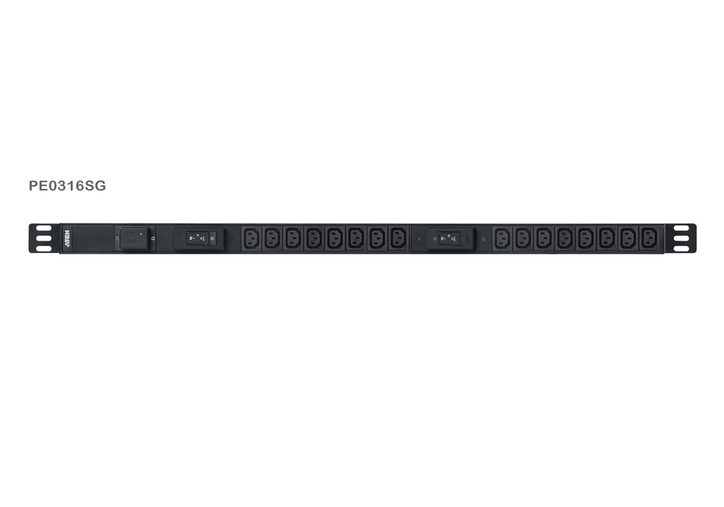PDU Monofásica 0U Vertical Básica con protec 32A - 16xC13