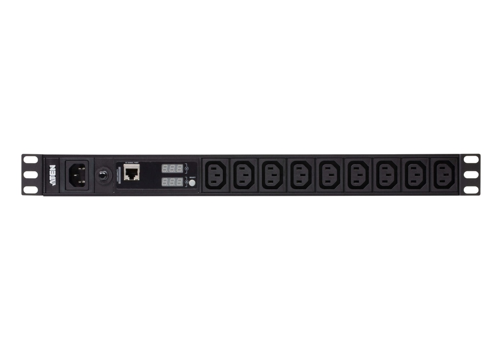 1U 19" Single-Phase PDU with V/A Display and Overcurrent Protection