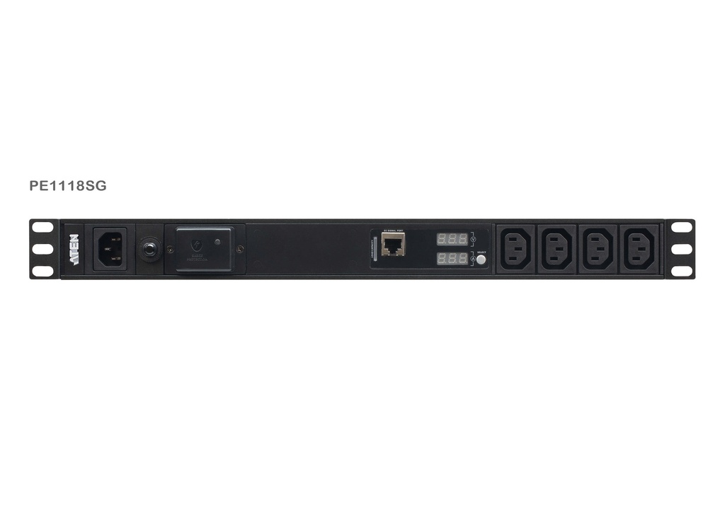 1U 19" Single-Phase PDU with V/A Display and Overvoltage Protection)