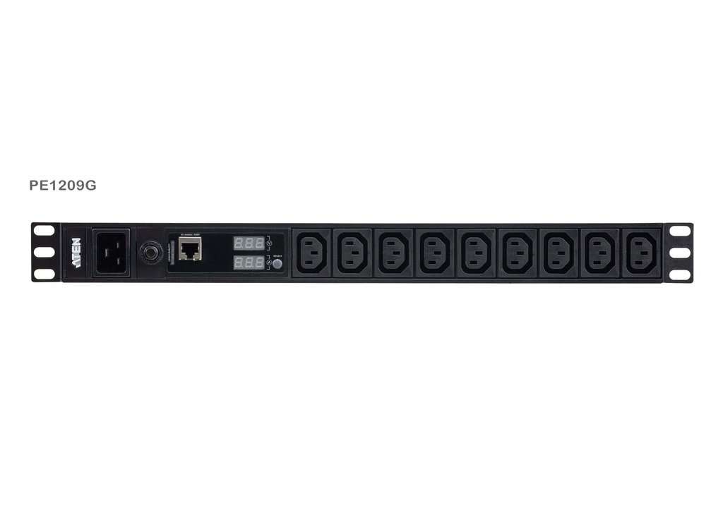 1U 19" Single-Phase PDU with V/A Display and Overcurrent Protection
