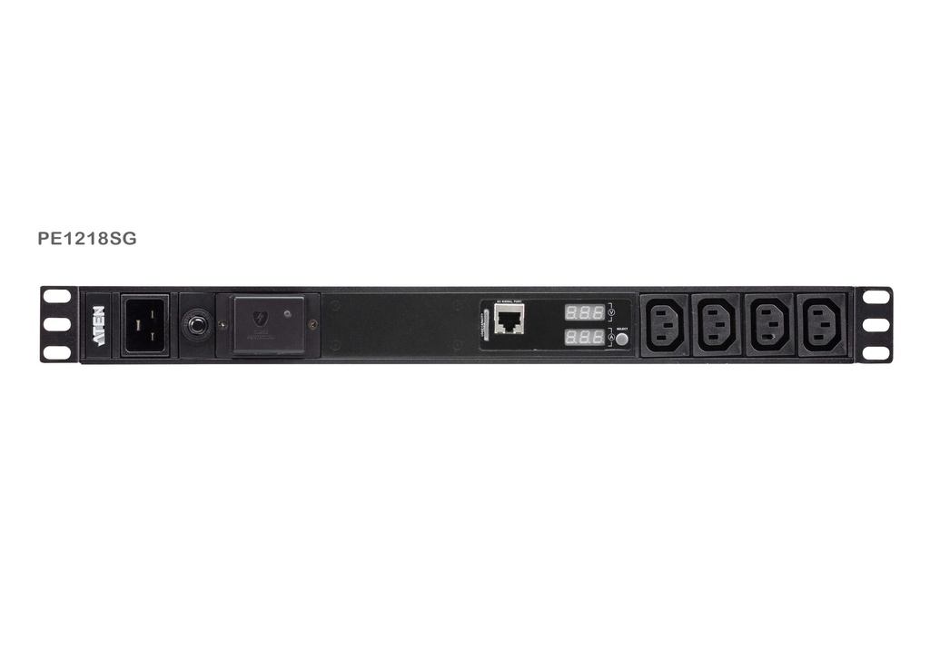 PDU Monofásica 1U 19" con display V/A y protección sobreten)