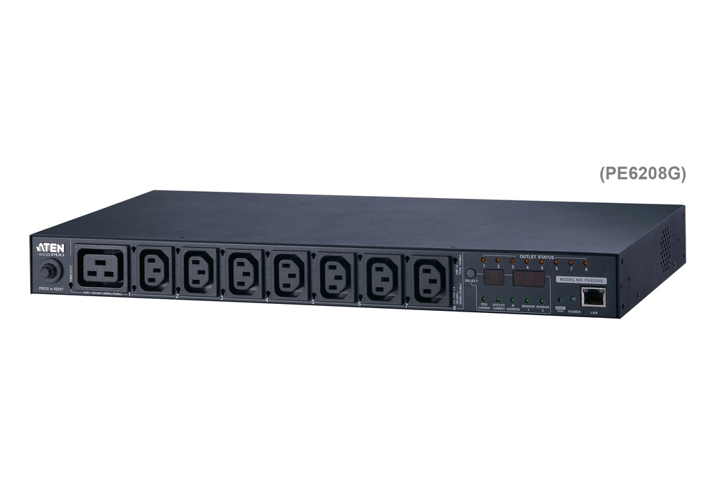 PDU Monofásica 1U 19" con display, medición por banco/conmu