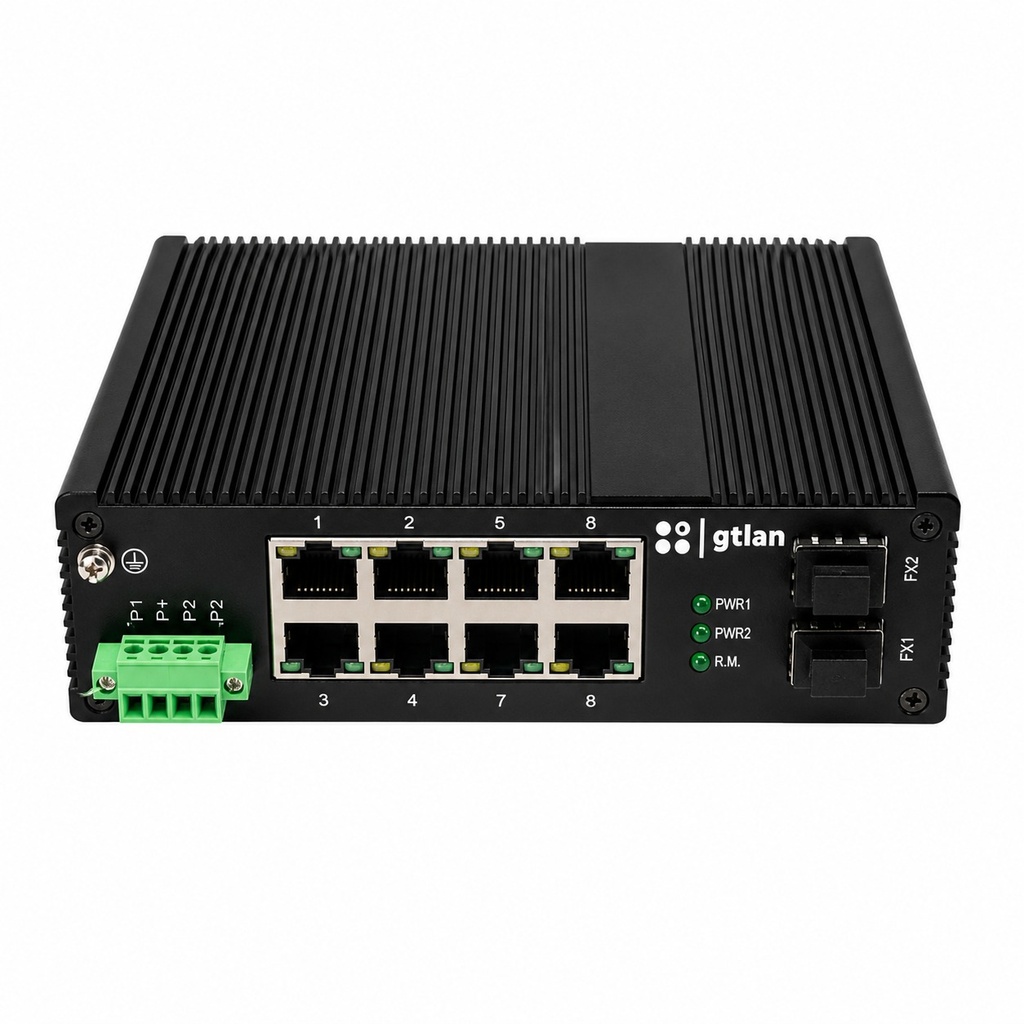 8-Port RJ45 10/100/1000 Industrial Switch + 2 SFP DIN