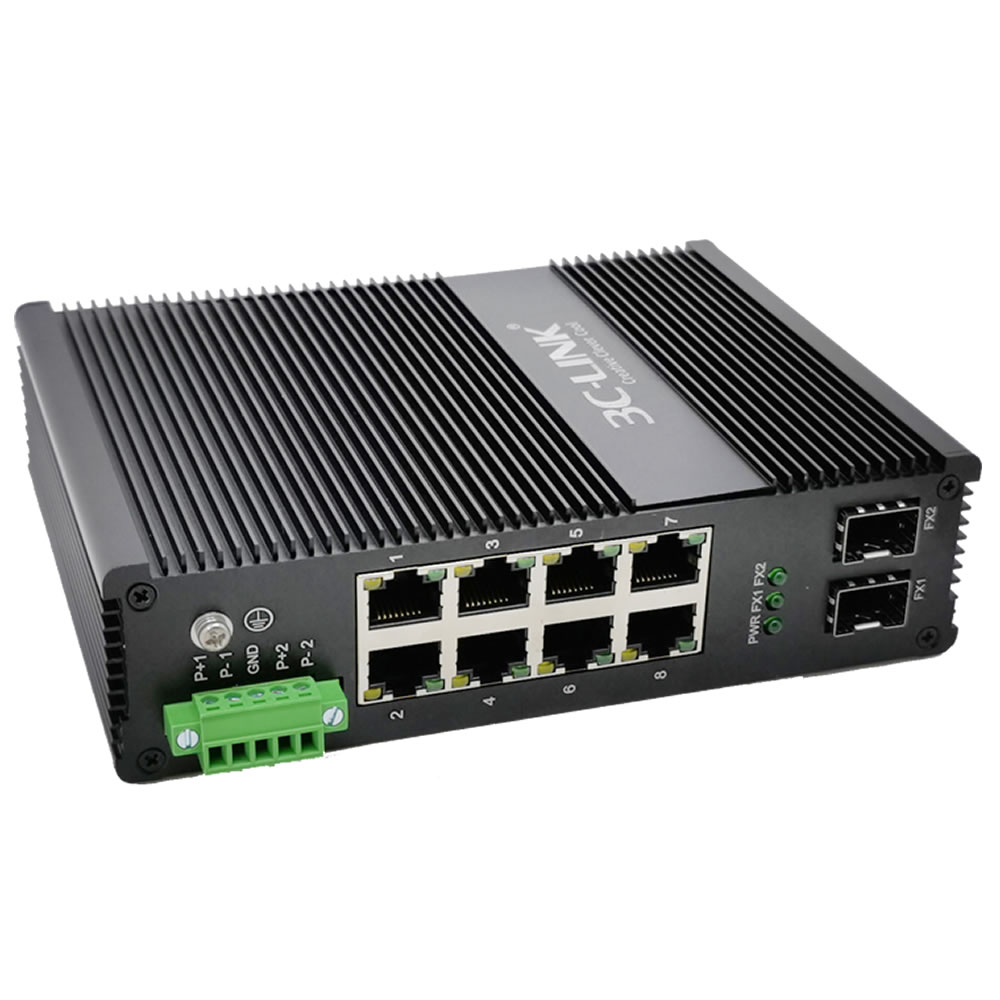 INDUSTRIAL SWITCH 8 RJ45 10/100/1000 + 2 SFP DIN