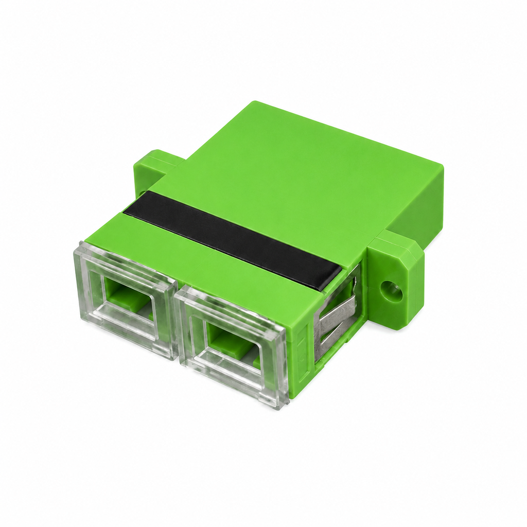 FO SC-APC DUPLEX SM H-H ADAPTER WITH TRANSPARENT CAP (20u)