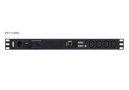 [31PDUPE1118SG] 1U 19" Single-Phase PDU with V/A Display and Overvoltage Protection)
