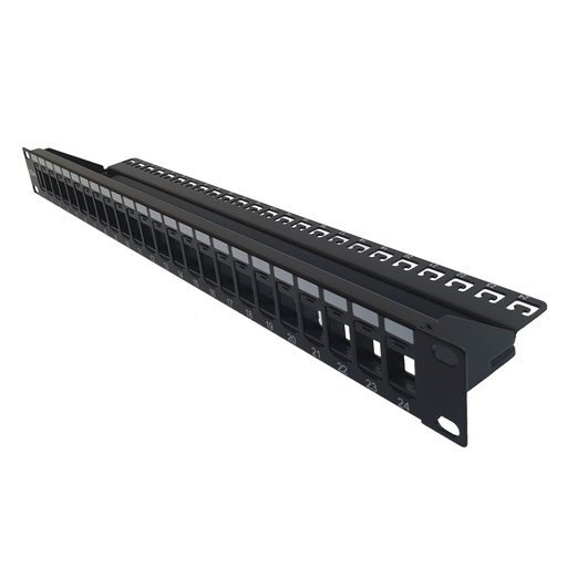 [50P24VB] PANEL 19" 24 RJ45 180º METAL S/C 1U W/TRAY gtlan